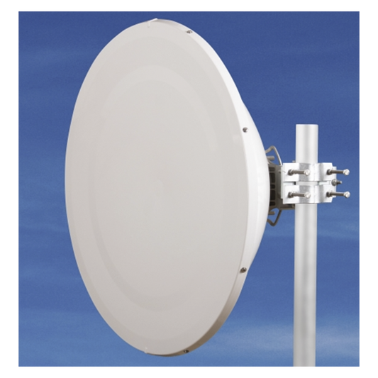 Antena direccional Alto Rendimiento / Parábola profunda para mayor aislamiento al ruido /4 ft / Guía de onda  para radio B5x y C5x / Ganancia de 35 dBi / Soporte de acero inoxidable / Polaridad en 90 ° y 45 ° / Incluye montaje.