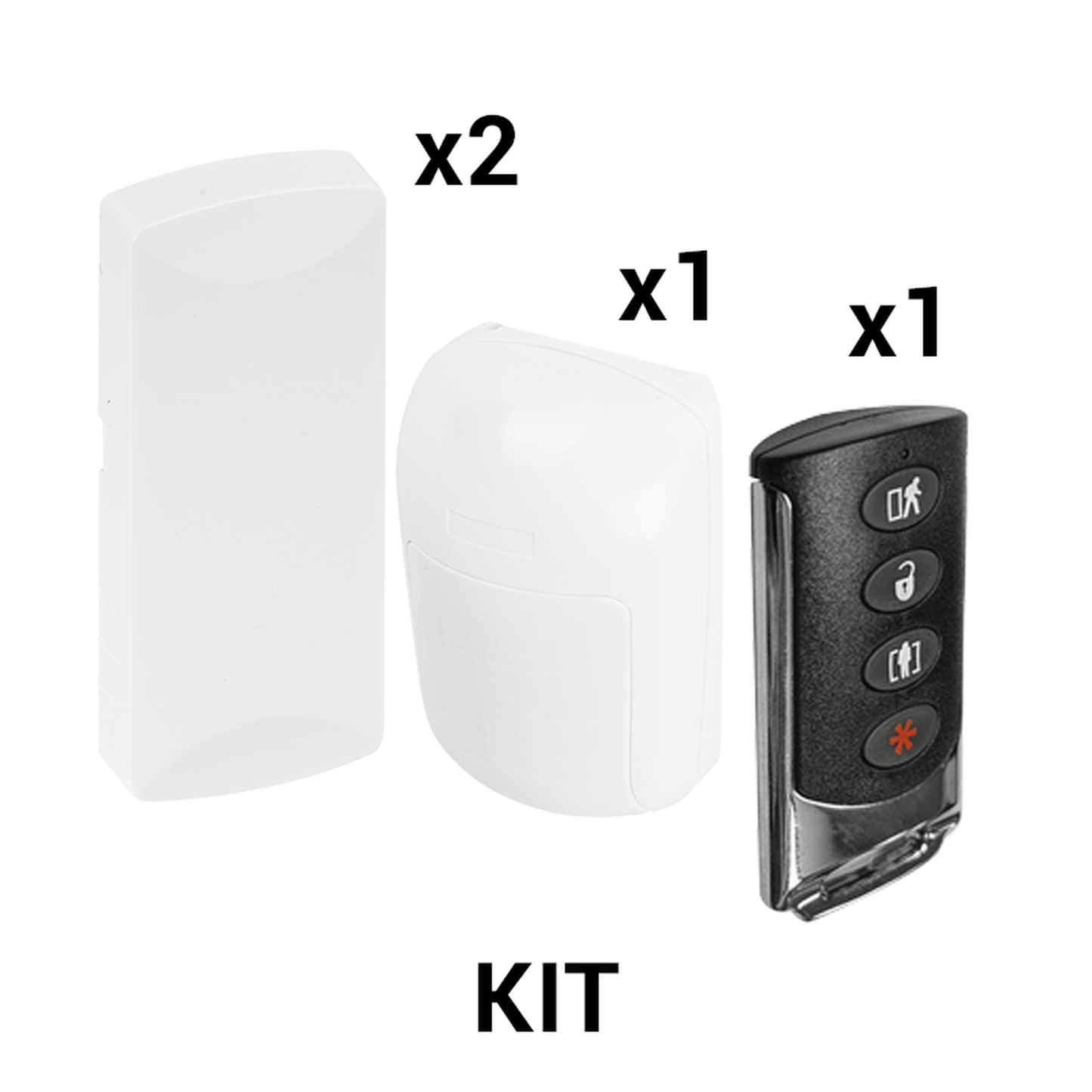 KIT Básico Sensores Inalámbricos - Incluye 2 Contactos Magnéticos, 1 PIR y 1 Llavero - Compatibles con Honeywell y PRO4GEN2
