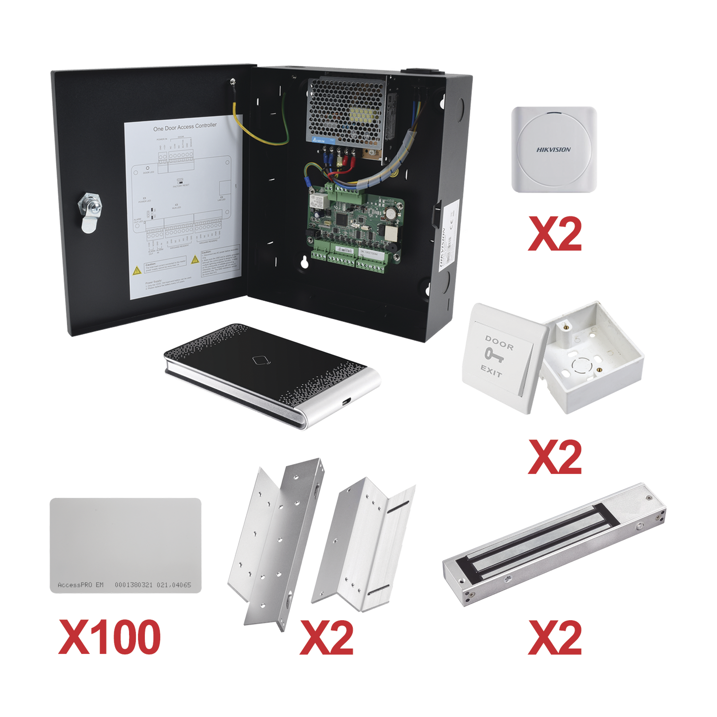 Kit de Control de Acceso con TARJETA para 2 Puertas   / TODO INCLUIDO / Software IVMS4200 incluido