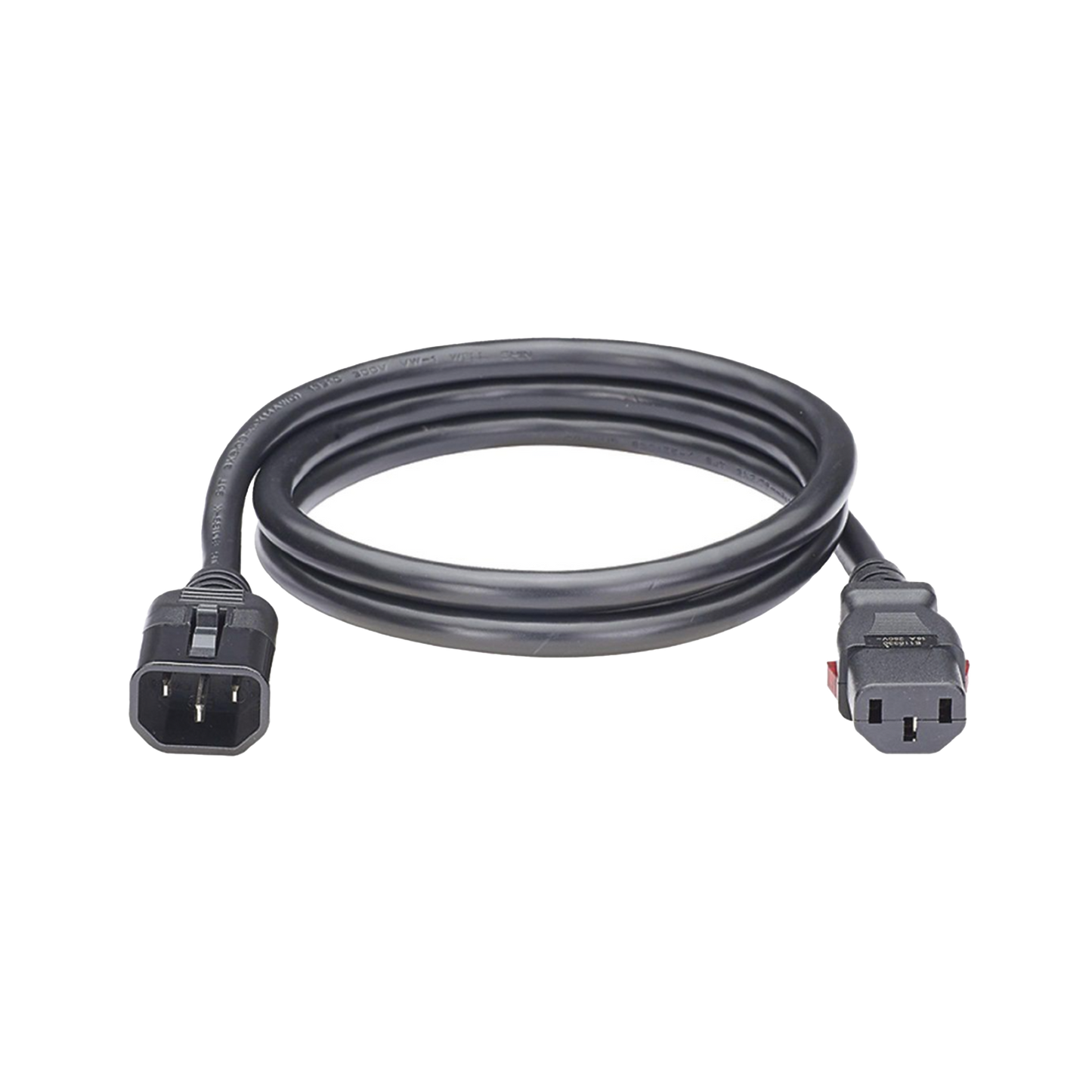 Cable de Alimentación Eléctrica Con Bloqueo de Seguridad, de IEC C14 a IEC C13, 1.8 Metros de Largo, Color Negro, Paquete de 10 Piezas
