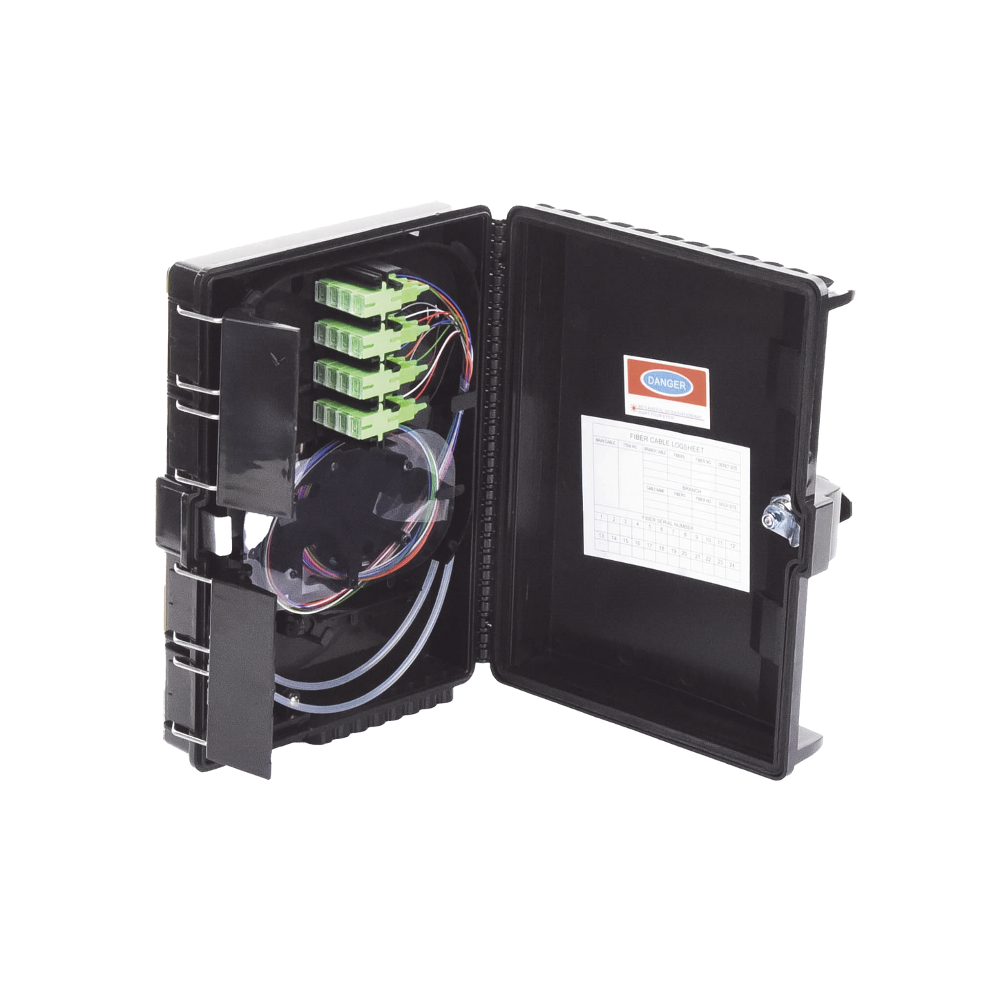 Cierre de Empalme para 24 fusiones de fibra óptica, Interior/Exterior, con 16 acopladores SC/APC y splitter 1x16, IP65