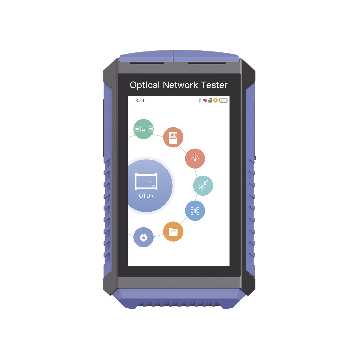 Mini OTDR Touch para pruebas en enlaces fibra Óptica Activos (Prueba de Fibra Viva) /  Longitud de Onda en 1625nm / Integra Función OPM / Integra Función VFL / Mapeo de Cables RJ45 / Recargable