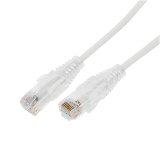 Cable de Parcheo Slim UTP Cat6A - 5 m Blanco, Diámetro Reducido (28 AWG)
