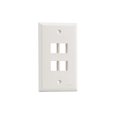 Placa de Pared Vertical, Salida Para 4 Puertos Keystone, Color Blanco