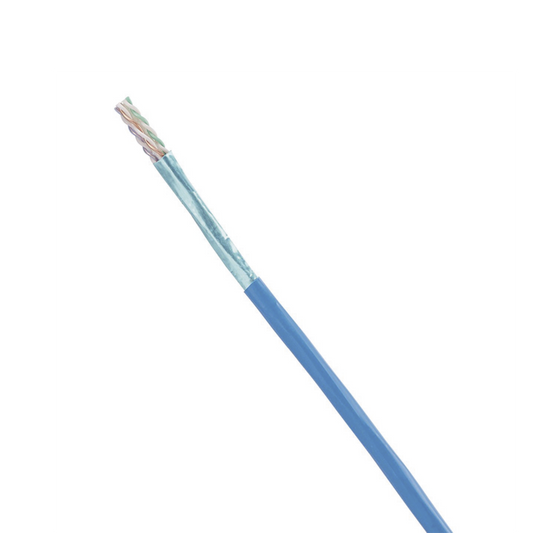 Bobina de Cable Blindado F/UTP de 4 Pares, Cat6A, Soporte de Aplicaciones 10GBase-T, CMR (Riser), Color Azul, 305m