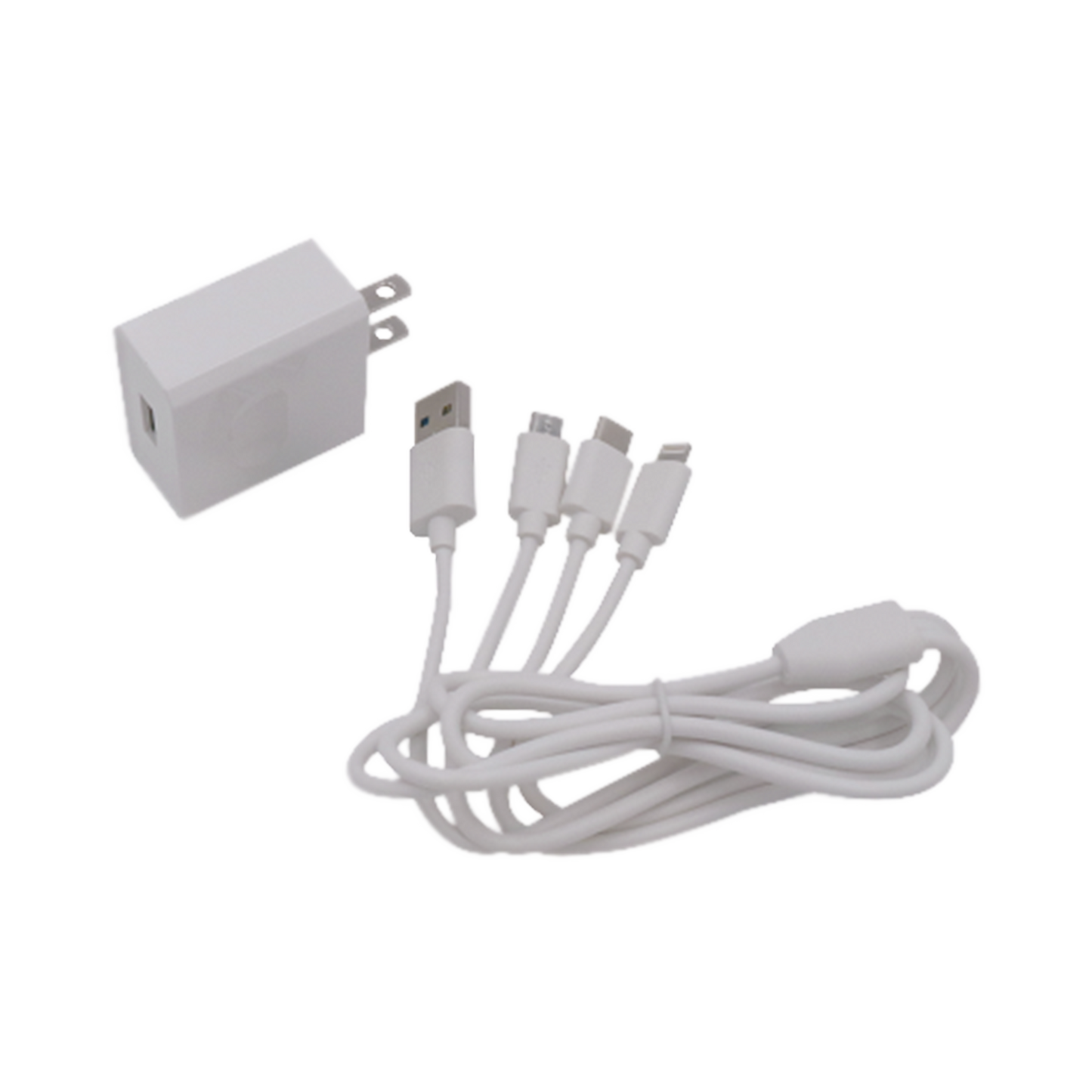 Cargador de pared de 5 Vcc 2A / Multi-puertos / USB-C, Micro USB, Lightning (iPhone)