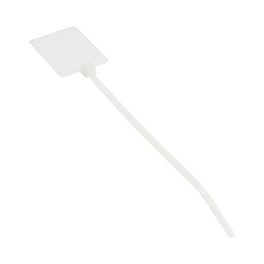 Cincho de Identificación Tipo Bandera, 130 mm de Largo, Área de Marcado de 19.1 x 26.4 mm, Nylon 6.6, Color Natural, Bolsa de 100pz