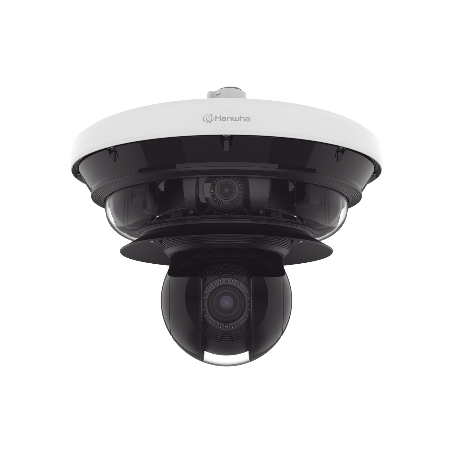 Cámara IP Multisensor 34MP (4 sensores 4K) con lentes motorizados / PTZ 2 MP 40X / Hasta 2 tarjetas MicroSD de 512GB / WDR de hasta 150dB / IP66 / IK10 / autoseguimiento / Inteligencia artificial para eventos