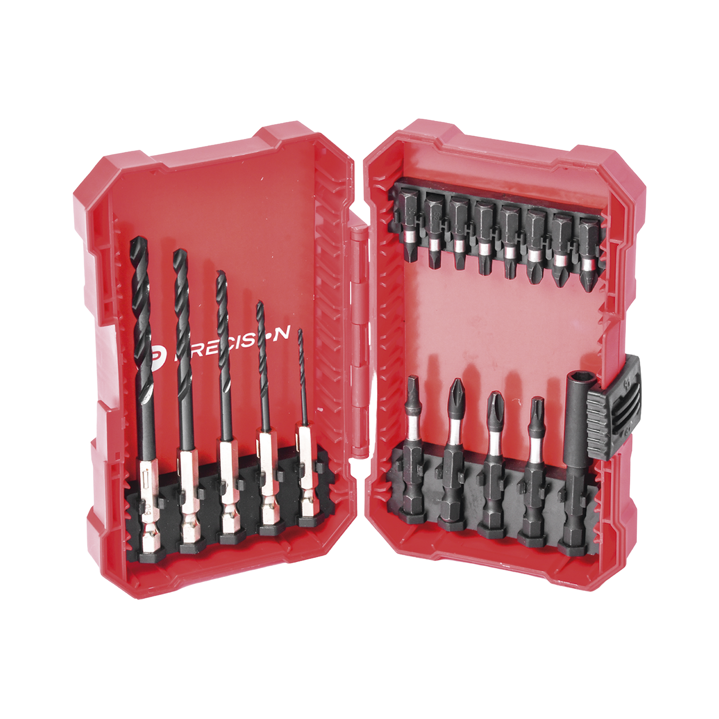 Juego de 18 Puntas y Brocas para Taladro Entrada Hexagonal 1/4". Incluye Estuche.