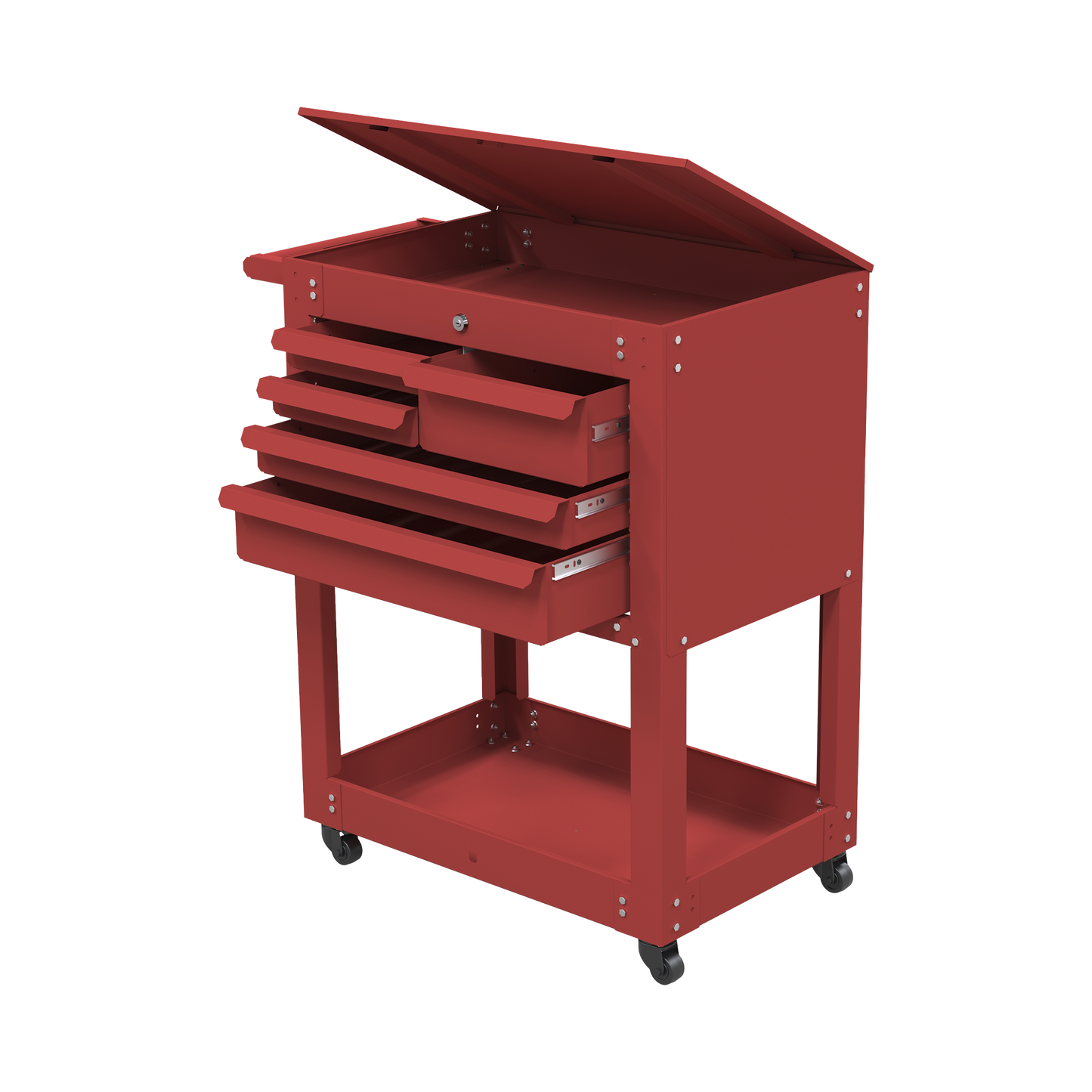 Carro para Herramental Metálico Uso Rudo 1 Cajón Superior con Chapa / 5 Cajones Deslizables / Charola Inferior /  77 x 94 x 50 cm  (An x Al x Prof.)