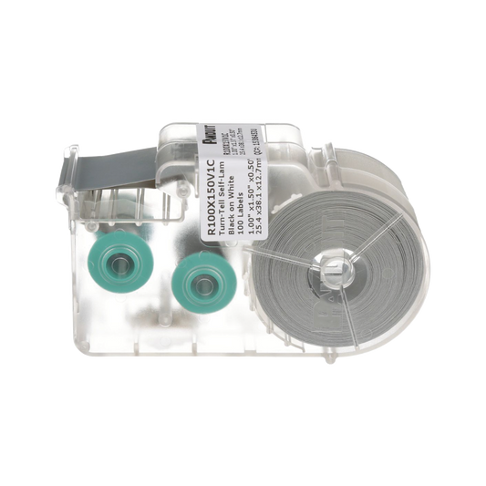 Casete de 75 Etiquetas Autolaminadas Turn-Tell, Con Rotación para Mejor Visibilidad, para Cables de Redes de Cobre o Fibra Óptica, de 7.1 a 9.9 mm de Diámetro