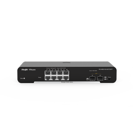 Switch Administrable PoE con 8 puertos Gigabit PoE 802.3af/at + 2 SFP para fibra 1Gb, gestión gratuita desde la nube, 125w