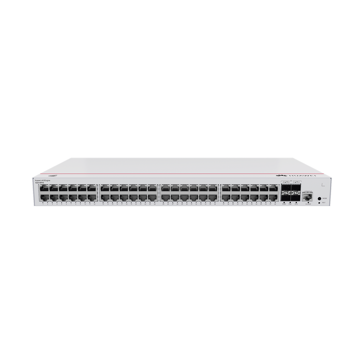 HUAWEI eKit - Switch Gigabit Administrable PoE Capa 2 / 48 puertos 10/100/1000 Mbps (PoE) / 4 Puertos SFP Uplink / 380W / PoE Perpetuo / Administración Nube Gratis