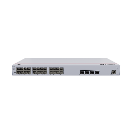 HUAWEI eKit - Switch Gigabit Administrable PoE Capa 3 / 24 puertos 10/100/1000 Mbps (PoE) / 4 Puertos SFP+ Uplink / 400W / PoE Perpetuo / iStack / Administración Nube Gratis