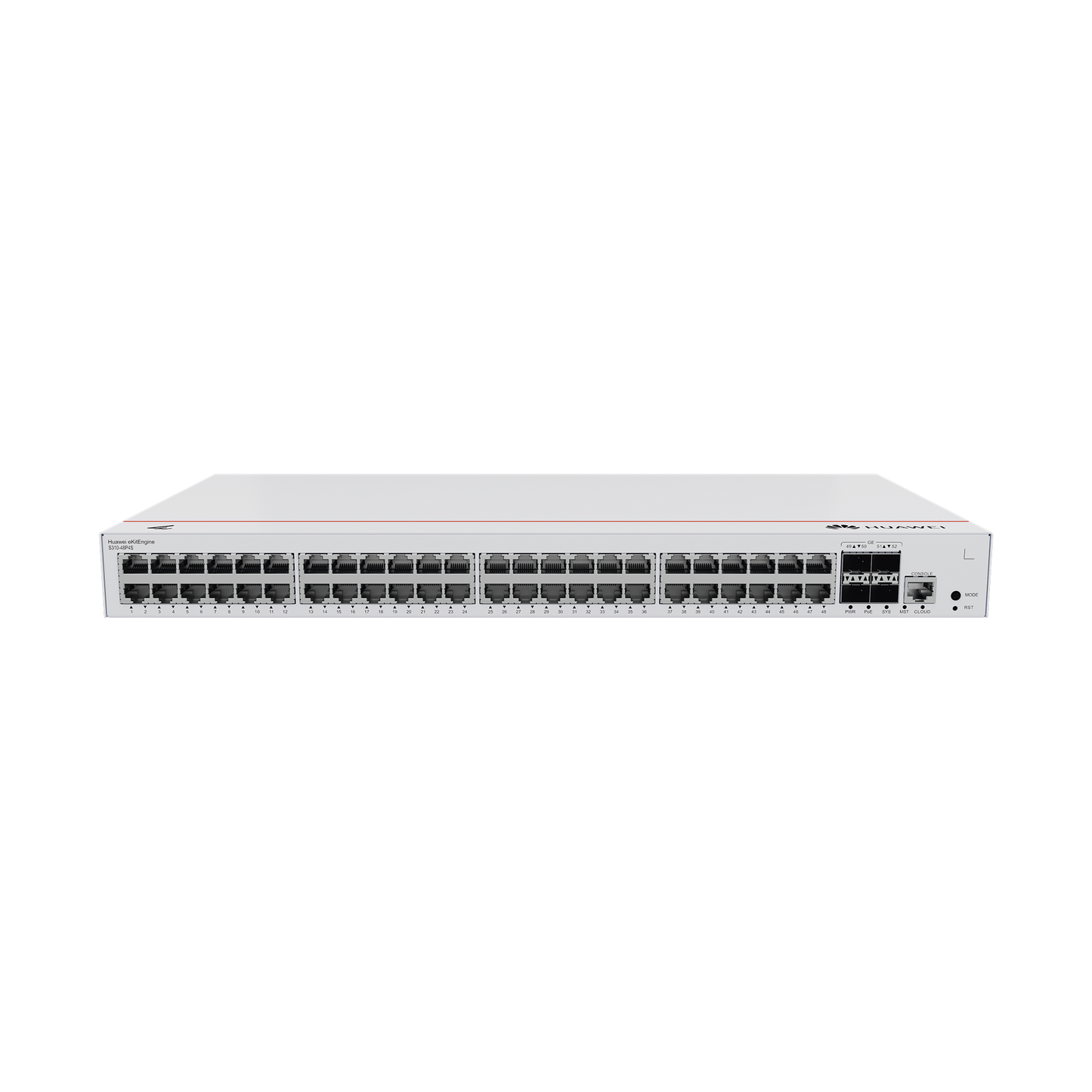 HUAWEI eKit - Switch Gigabit Administrable PoE Capa 3 / 48 puertos 10/100/1000 Mbps (PoE) / 4 Puertos SFP Uplink / 380W / PoE Perpetuo / iStack / Administración Nube Gratis