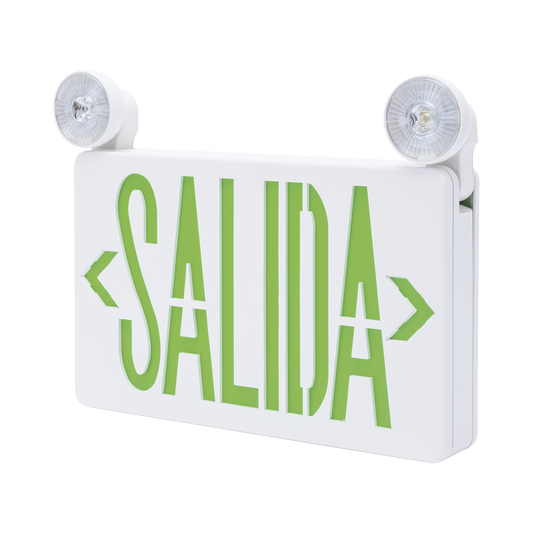 Letrero de Emergencia LED DUAL de SALIDA con Luz de Emergencia/Montaje Universal (pared, lateral o Techo)/Batería de Respaldo Incluida