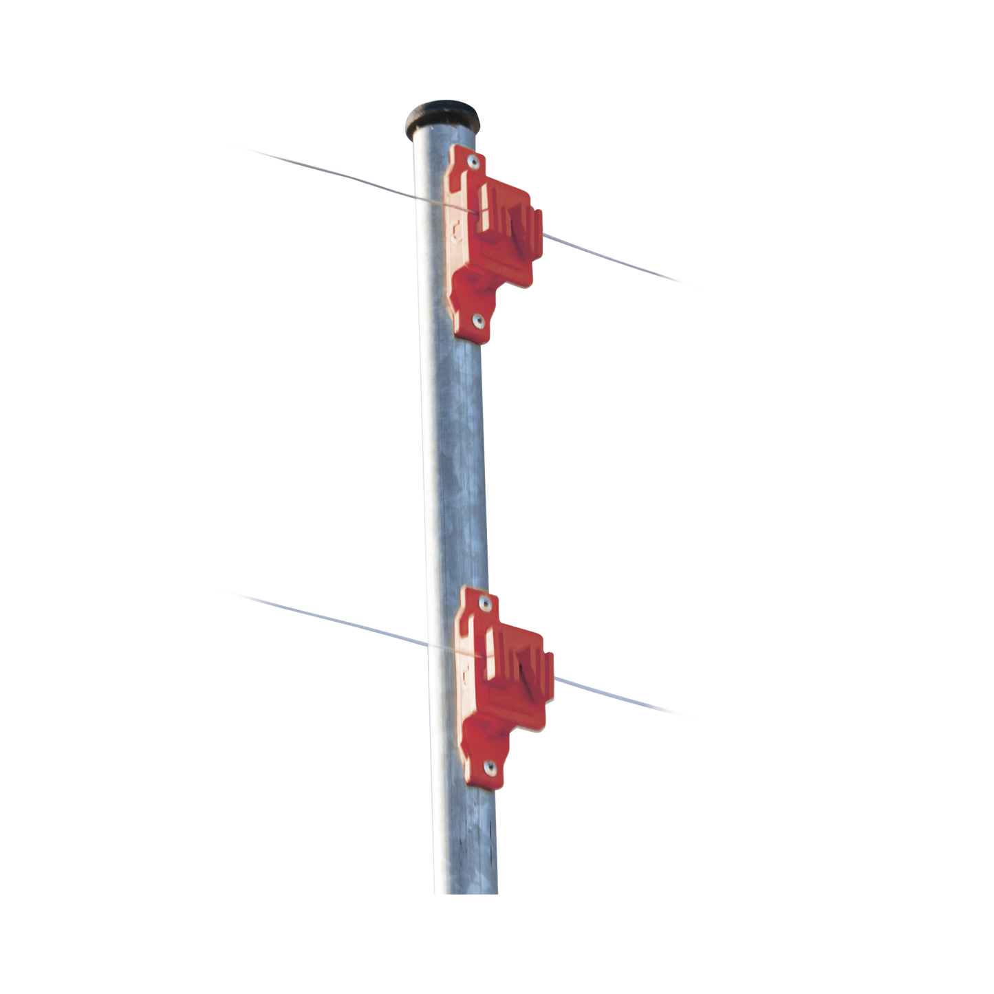 Aislador de Paso color Rojo reforzado para cercos eléctricos, resistente al clima extremoso