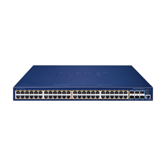 Switch Administrable Stacking Capa 3, 48 Puertos PoE Gigabit 802.3at, 6 Puertos SFP de 10 G, Incluye Fuente Redundante de 55 V cc