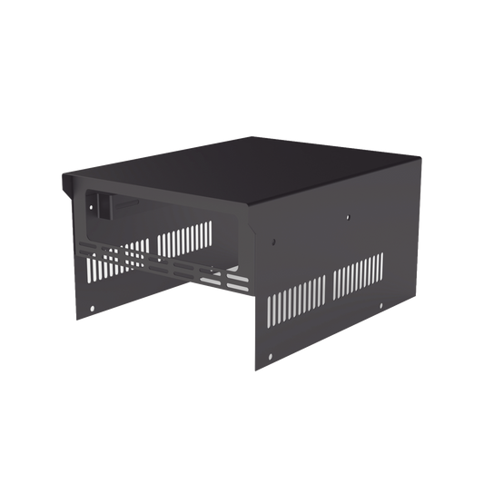 Gabinete de acero en color negro, para usar como base con radio aéreo IC-A120 y fuente de alimentación SEC1223