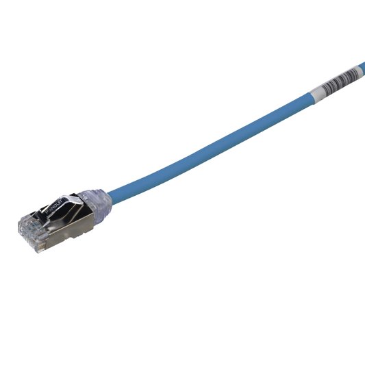 Patch Cord Cat6A, Diametro Reducido 28 AWG, Blindado S/FTP, CM/LS0H, 0.20 m, Color Azul
