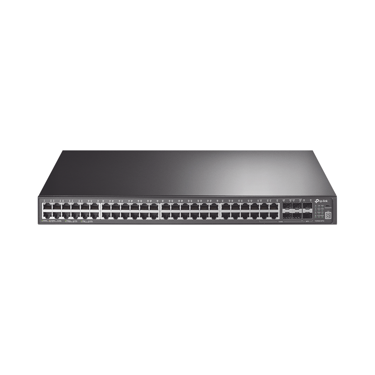 Switch Core JetStream administrable capa 3, 48 puertos RJ45 Gigabit, 4 puertos SFP, hasta 4 ranuras SFP+, apilamiento de hasta 8