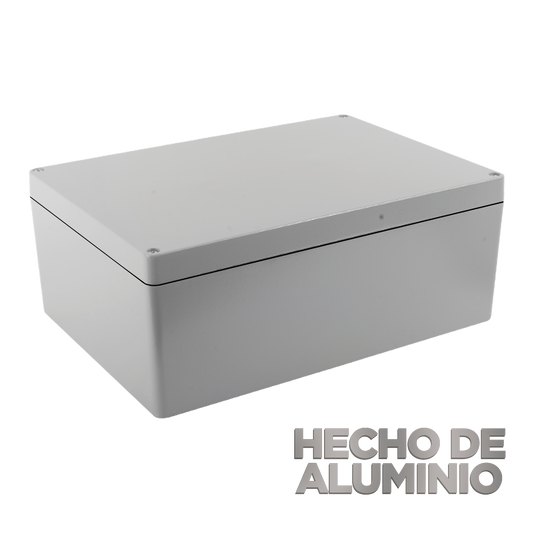 Gabinete de Aluminio para Exterior (IP66) de 390 x 280 x 158 mm con Rápida Disipación de Calor, Cierre por Tornillos con Bisagra.