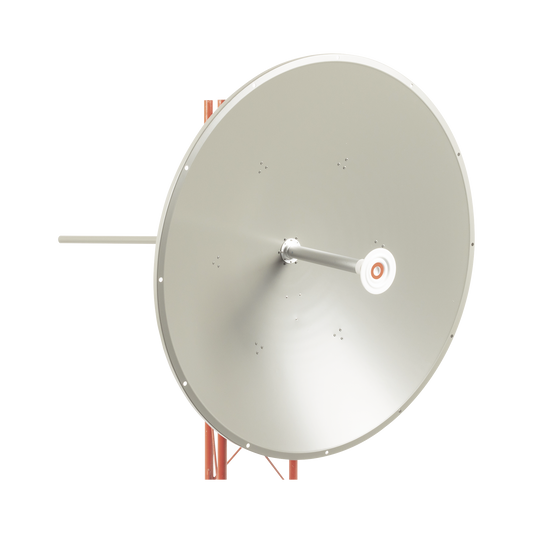 Antena altamente direccional, Ganancia de 36 dBi, Amplio rango frecuencia (4.9 - 6.5 GHz), Conectores N-Hembra, incluye montaje para torre y montaje estabilizador para fuertes vientos.