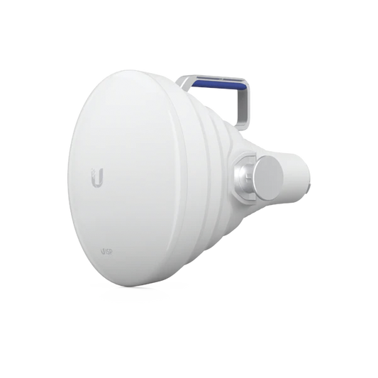 Antena Sectorial 30° tipo Horn para Multipunto, 19.5 dBi. Rango extendido 5.15 - 6.875 GHz. Alto aislamiento al ruido. Compatible solo con AF5XHD, RP5ACGEN2 y LTURocket