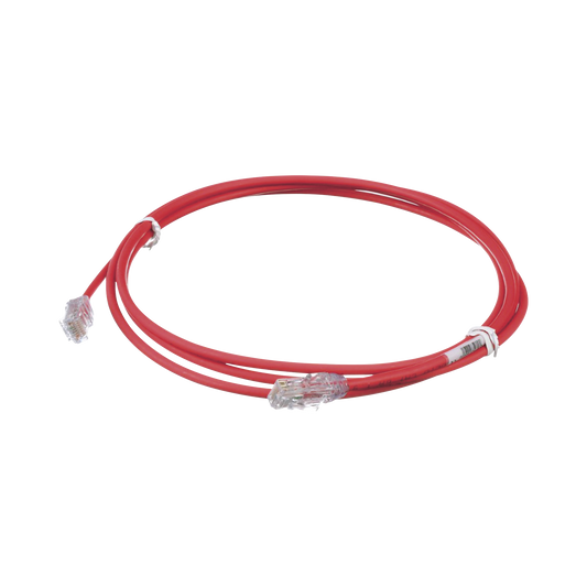 Cable de Parcheo UTP Cat6A, CM/LSZH, Diámetro Reducido (28AWG), Color Rojo, 7ft