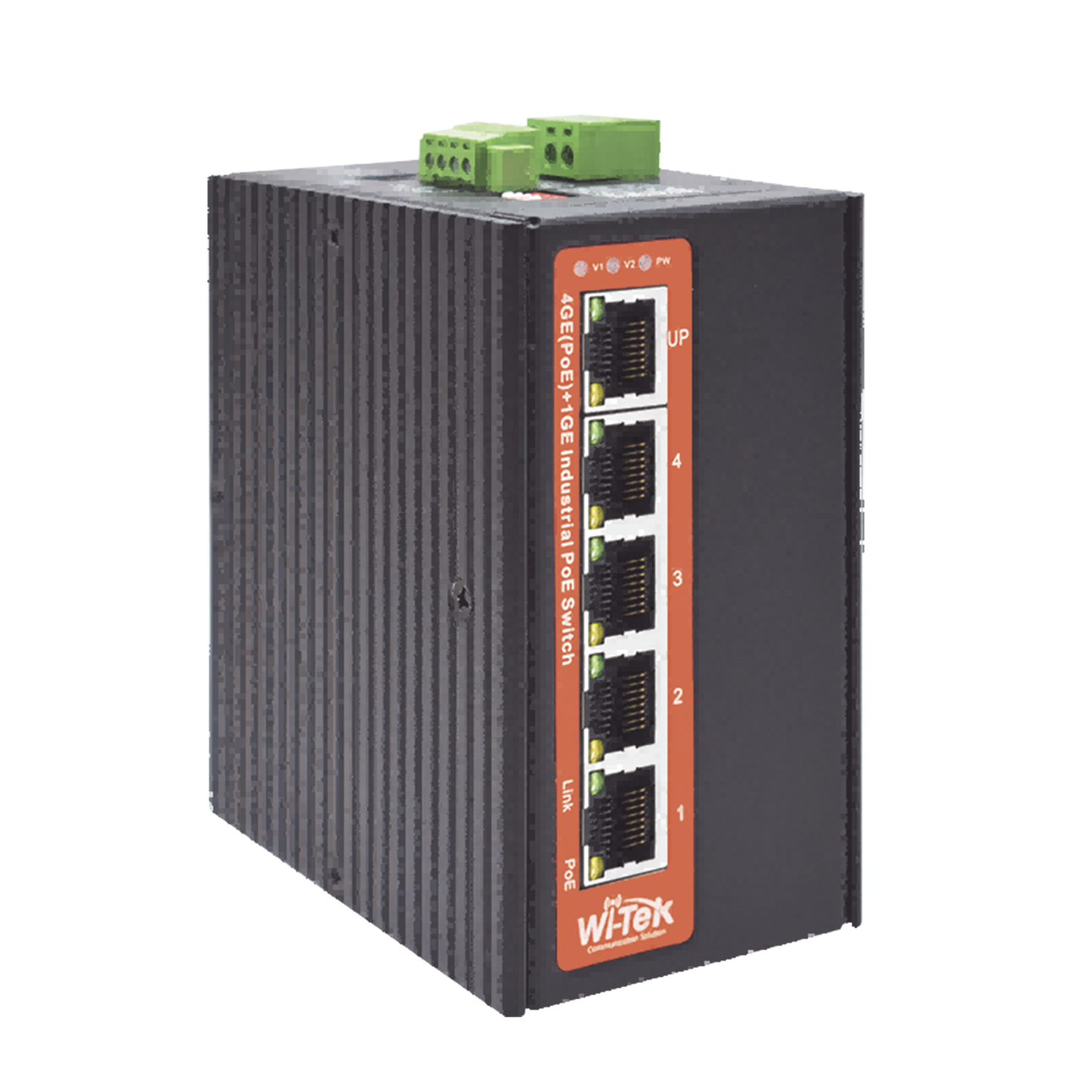 Switch Industrial PoE++ / No administrable / Con 4 puertos Gigabit PoE / 1 puerto Gigabit Uplink / Presupuesto 120W