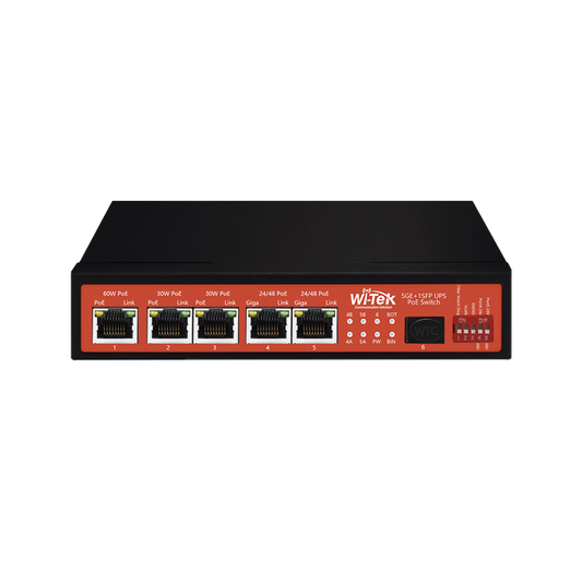 Controlador Solar de 15A con Switch PoE /  1 Puertos Gigabit PoE 802.3 bt / 2 Puertos PoE 802.3 af/at / 2 Puertos PoE Pasivo 24/48 Vcc / 1 Puerto SFP / No administrable