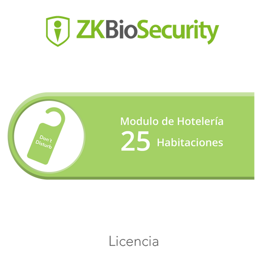 Licencia para ZKBiosecurity para modulo de hoteleria para 25 habitaciones