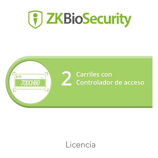 Licencia para ZKBiosecurity para modulo de estacionamiento de 2 carriles utilizando controlador de acceso