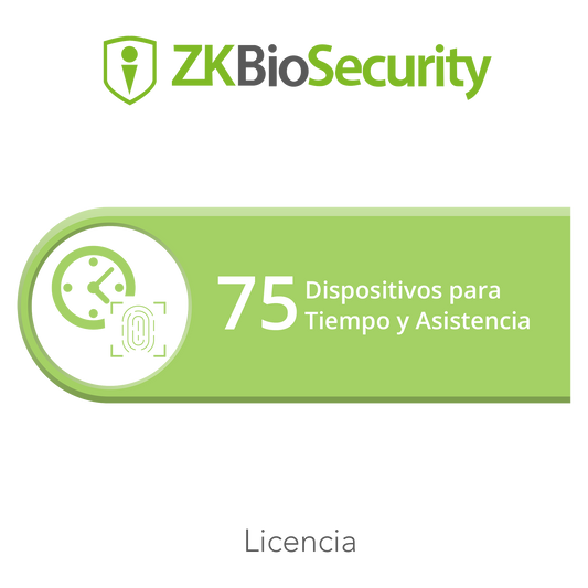 Licencia para ZKBiosecurity permite gestionar hasta 75 dispositivos para tiempo y asistencia